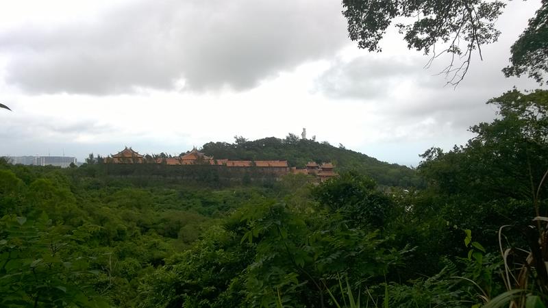 View over the hills towards the temple