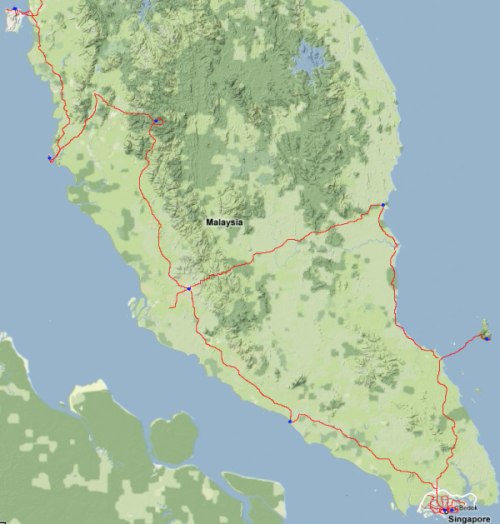 Malaysia map and route